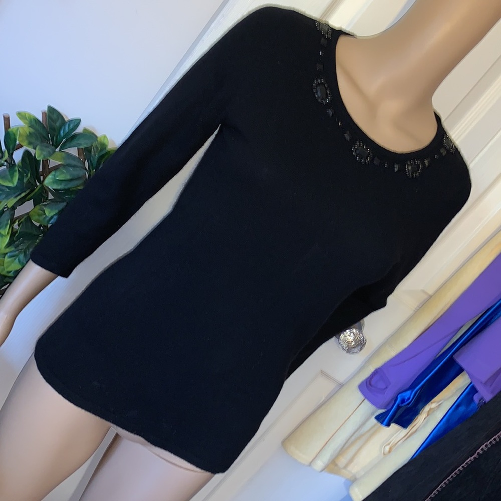 Joe black soft angora wool blended jewelled pullover sweater S - Picture 4 of 10